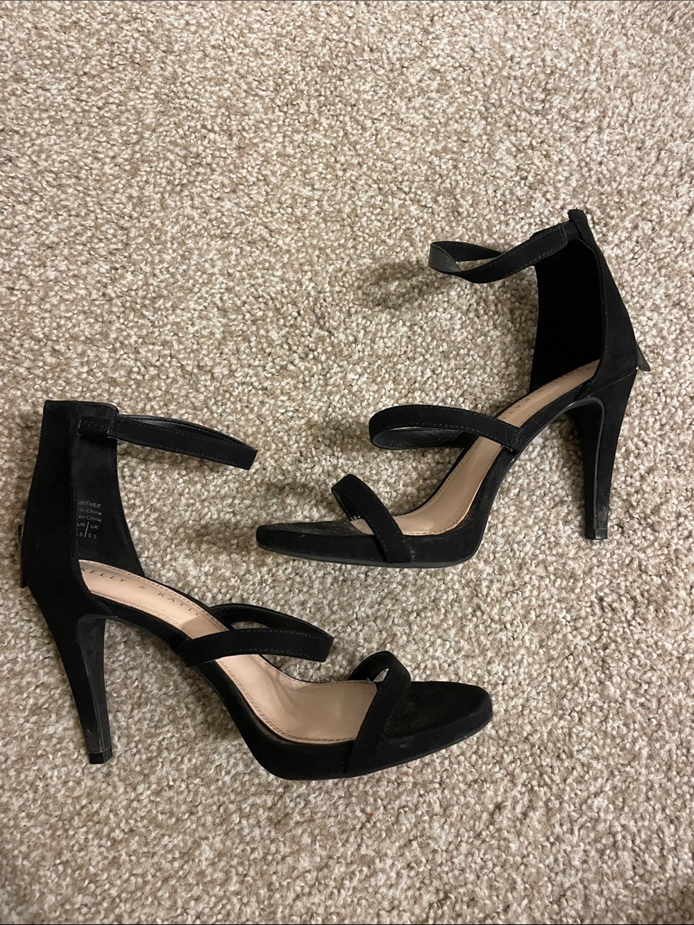 Kelly & Katie Black Strappy Ankle Strap High Heels